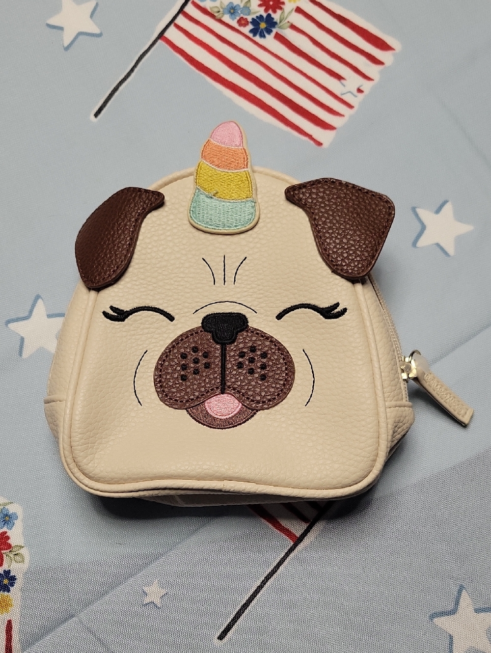 Kids Beige Puppy Unicorn Coin Purse